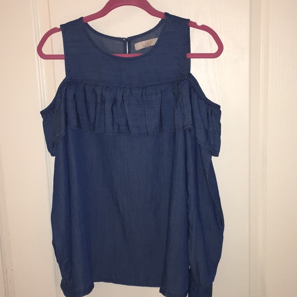 Loft cold shoulder chambray shirt
